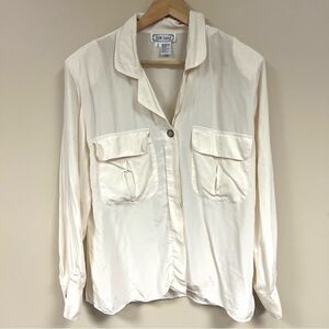 Silk land vintage cream colored button down size 12